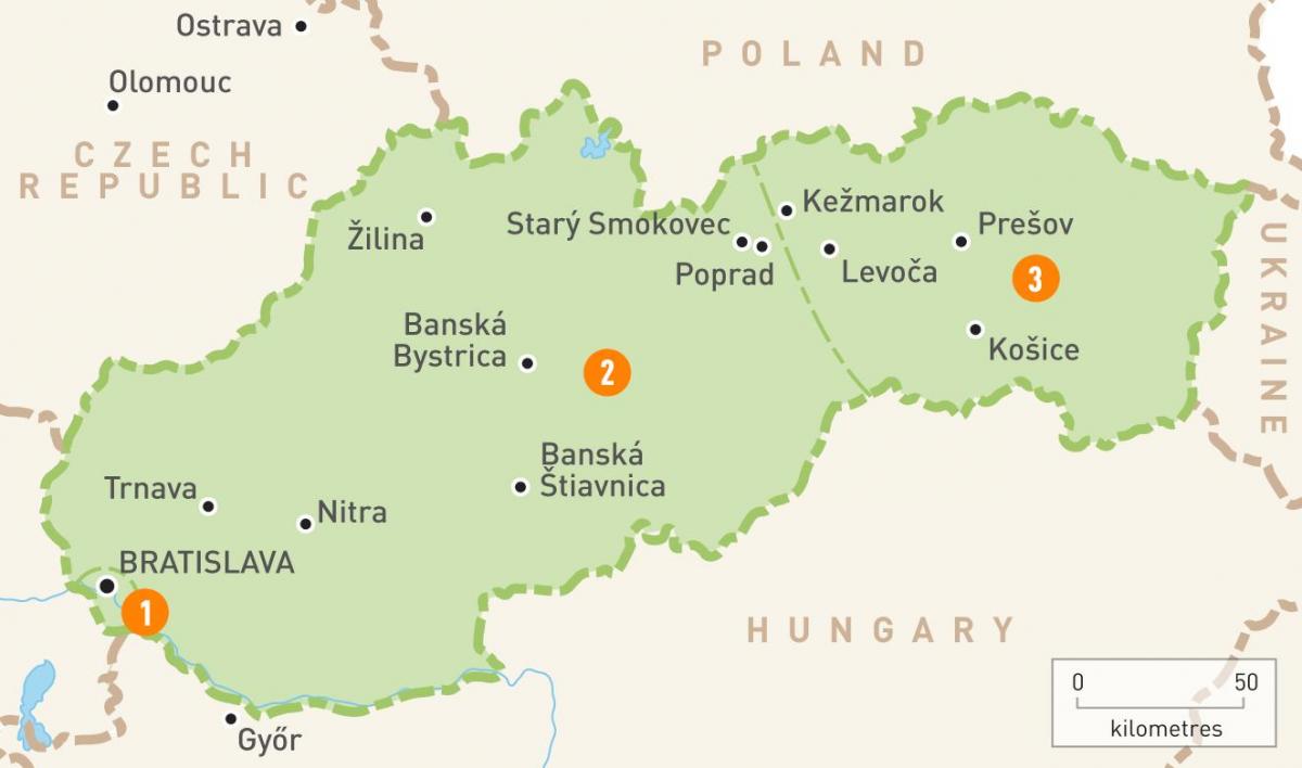 स्लोवाकिया में नक्शा