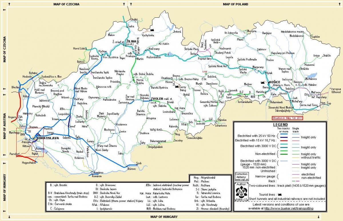 स्लोवाकिया ट्रेन का नक्शा