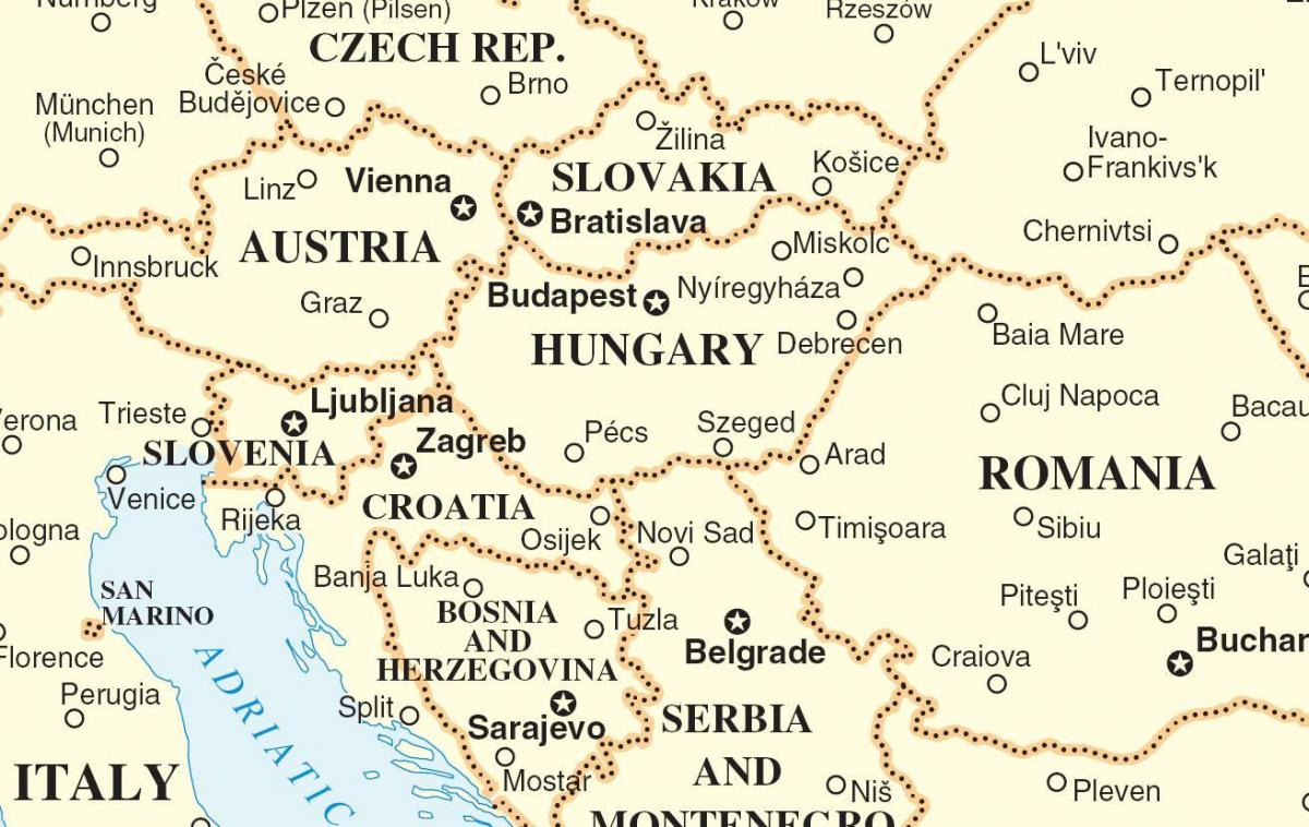 आसपास के देशों के मानचित्र स्लोवाकिया