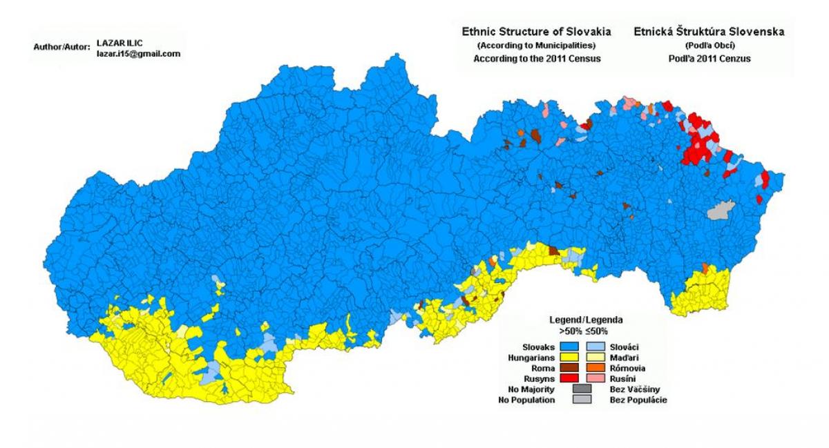 के मानचित्र स्लोवाकिया जातीय