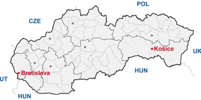 नक्शे के कोसिसे स्लोवाकिया