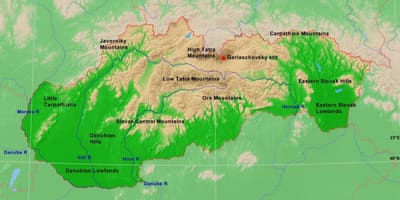 के मानचित्र स्लोवाकिया शारीरिक