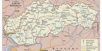 मानचित्र स्लोवाकिया के हवाई अड्डों