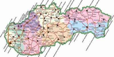 स्लोवाकिया में पर्यटकों के आकर्षण का नक्शा